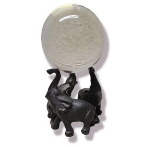 Beautiful Cast Metal Elephant Crystal Ball Holder - 4.5x4.5x8" Tall